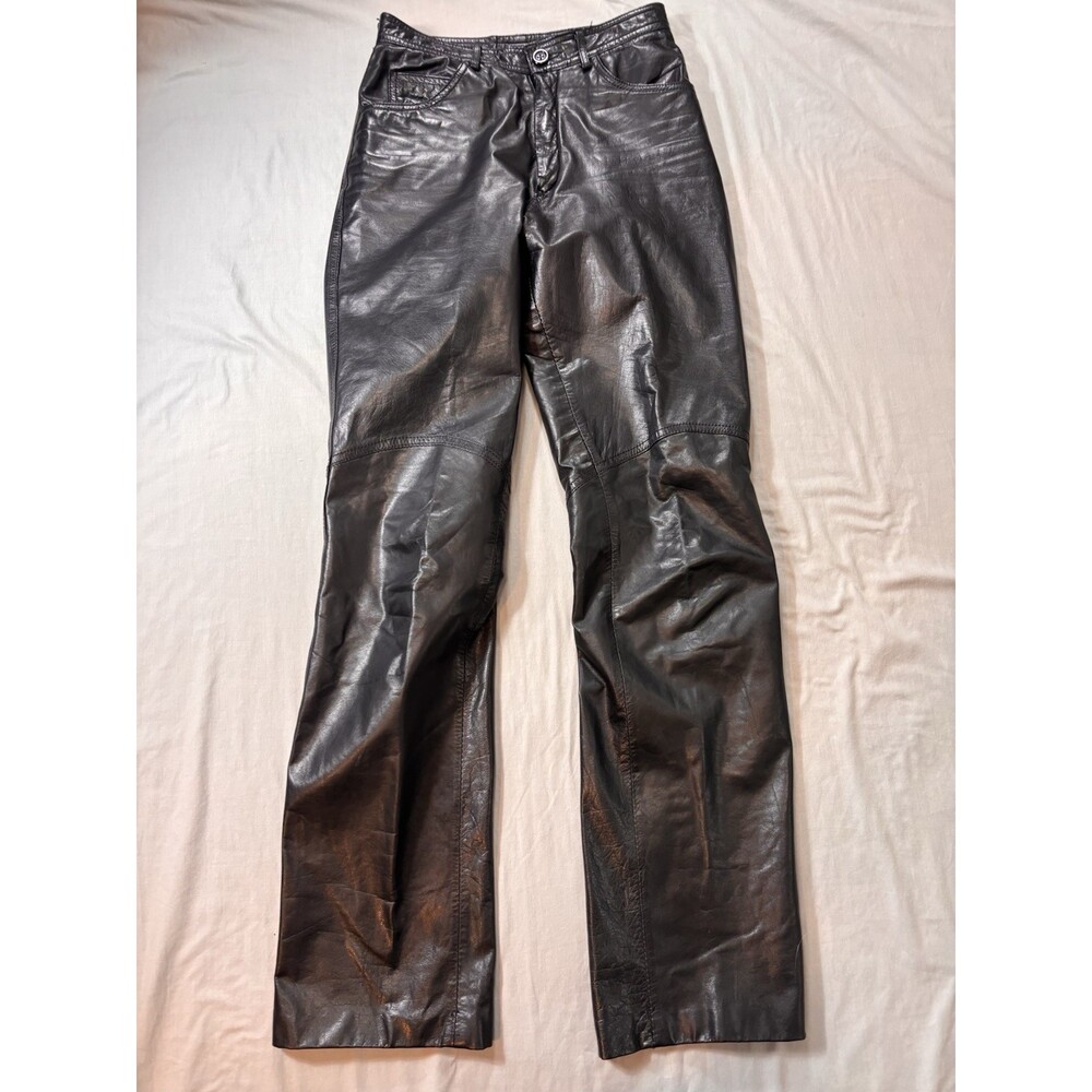 North Beach Leather Black Flare Pants Womens Size 25x30 Vintage Genuine